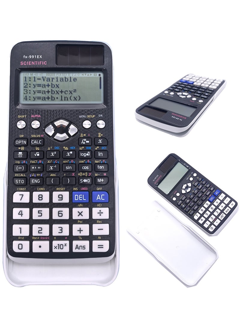 أداندو آلة حاسبة علمية Adando FX-991EX مزودة بـ 552 وظيفة، آلة حاسبة علمية هندسية محمولة، آلات حاسبة علمية بشاشة LCD، آلات حاسبة مدرسية علمية للطلاب والمعلمين (لون أسود) - Image 1