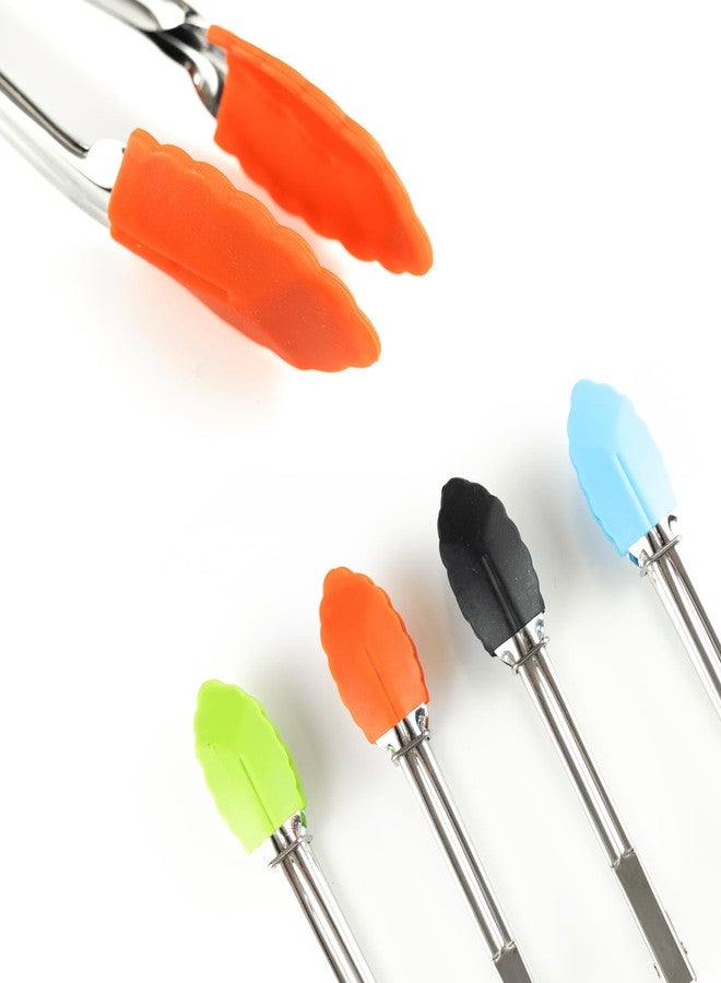 Anphly Silicone Serving Tongs Food Clamp BBQ Grill Tongs 7 inches Stainless Steel Silicone Bread Steak Clamps Baking Small Pincers 6PCS - Image 3