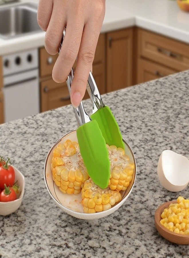 Anphly Silicone Serving Tongs Food Clamp BBQ Grill Tongs 7 inches Stainless Steel Silicone Bread Steak Clamps Baking Small Pincers 6PCS - Image 2