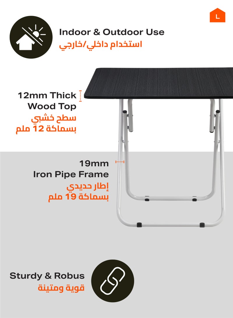 لوازم طاولة مربعة قابلة للطي - 80×80×81.5 سم، أسود - طاولة عملية وقابلة للحمل بتصميم متين وسطح سهل التنظيف مع إطار حديدي - مثالية للمساحات الصغيرة، غرف المعيشة، والاستخدام الخارجي - Image 3