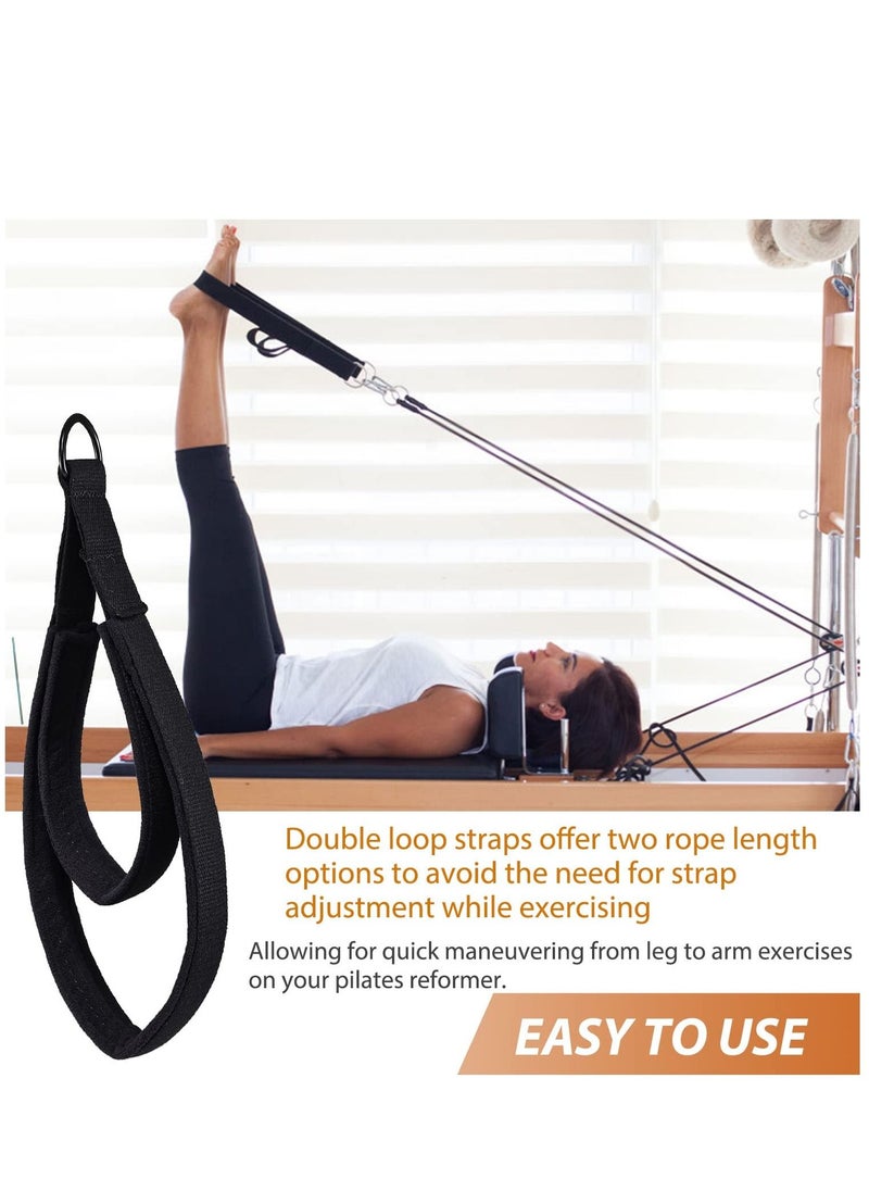 SYOSI 2PCS Pilates Double Loop Straps for Reformer, D-Ring Straps Handle, Feet Fitness Equipment Straps, Yoga Double Loop Straps Handle Straps, Pilates Reformer Accessories for Home and Gym  - Image 3