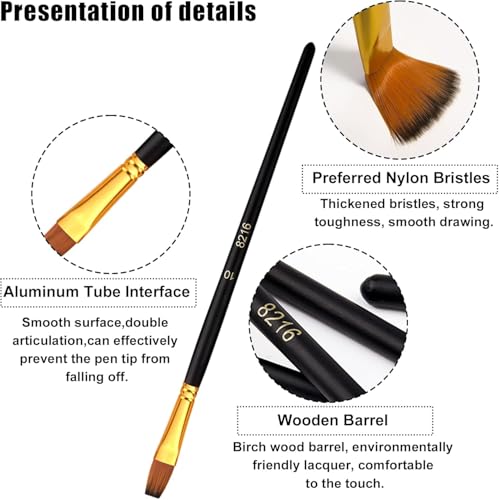 Freedy Craft Painting Brushes Set of 12 Professional Round Pointed Tip Nylon Hair Artist Acrylic Paint Brush for Acrylic/Watercolor/Oil Painting 22 - Image 5
