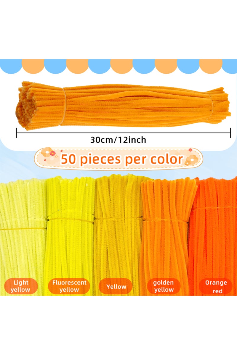 Mixed yellow 250 Pieces Pipe Cleaners Chenille Stems 5 Assorted Yellow Colors Craft Supplies Bulk fo