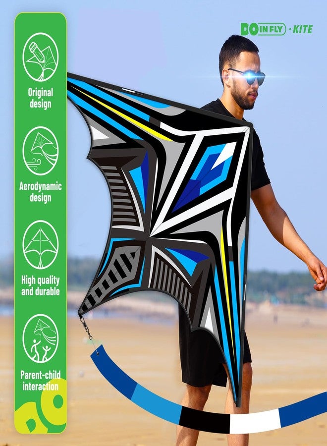 Doinfly Delta Mecha Kite for Kids & Adults, Easy to Fly for Beginner, 55 x 36 Inches, Best Kites for Beach Days & Park Fun and Family Outdoor Activities（Blue） - Image 2