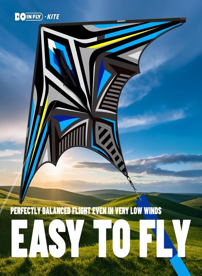 Doinfly Delta Mecha Kite for Kids & Adults, Easy to Fly for Beginner, 55 x 36 Inches, Best Kites for Beach Days & Park Fun and Family Outdoor Activities（Blue） - Image 4