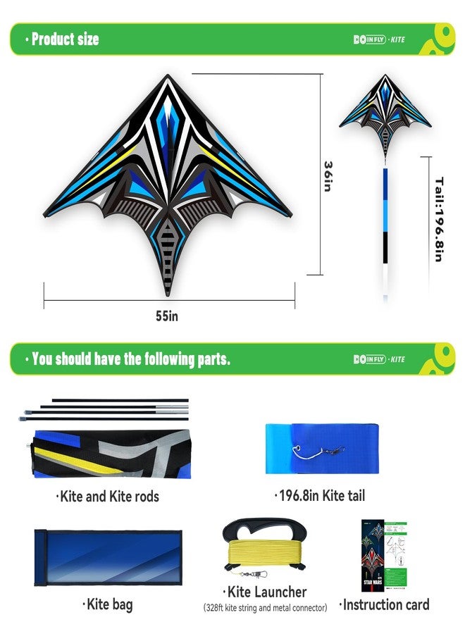 Doinfly Delta Mecha Kite for Kids & Adults, Easy to Fly for Beginner, 55 x 36 Inches, Best Kites for Beach Days & Park Fun and Family Outdoor Activities（Blue） - Image 5