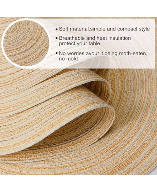 Hoasis Round Braided Placemats 15 Inch Round Table Mats Set Of 5 For Dining Tables Natural Woven Heat Resistant Place Mats (Round Beige) - Image 4