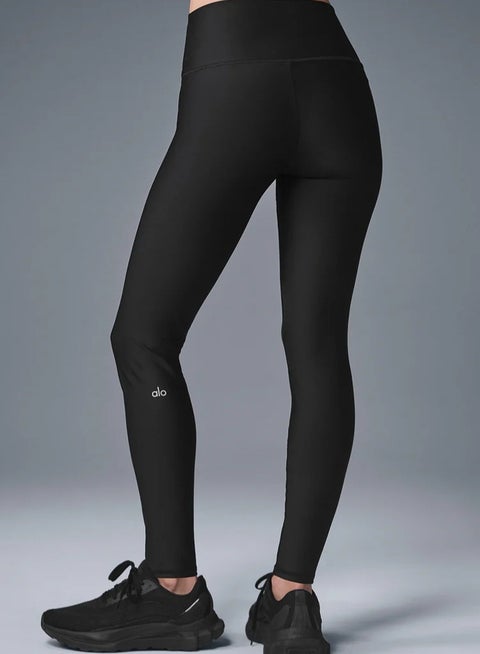 ALO Yoga High-Waist Airlift Leggings, Buttery Soft Tummy Control Yoga Pants for Women, Non-See-Through Workout Leggings - Black