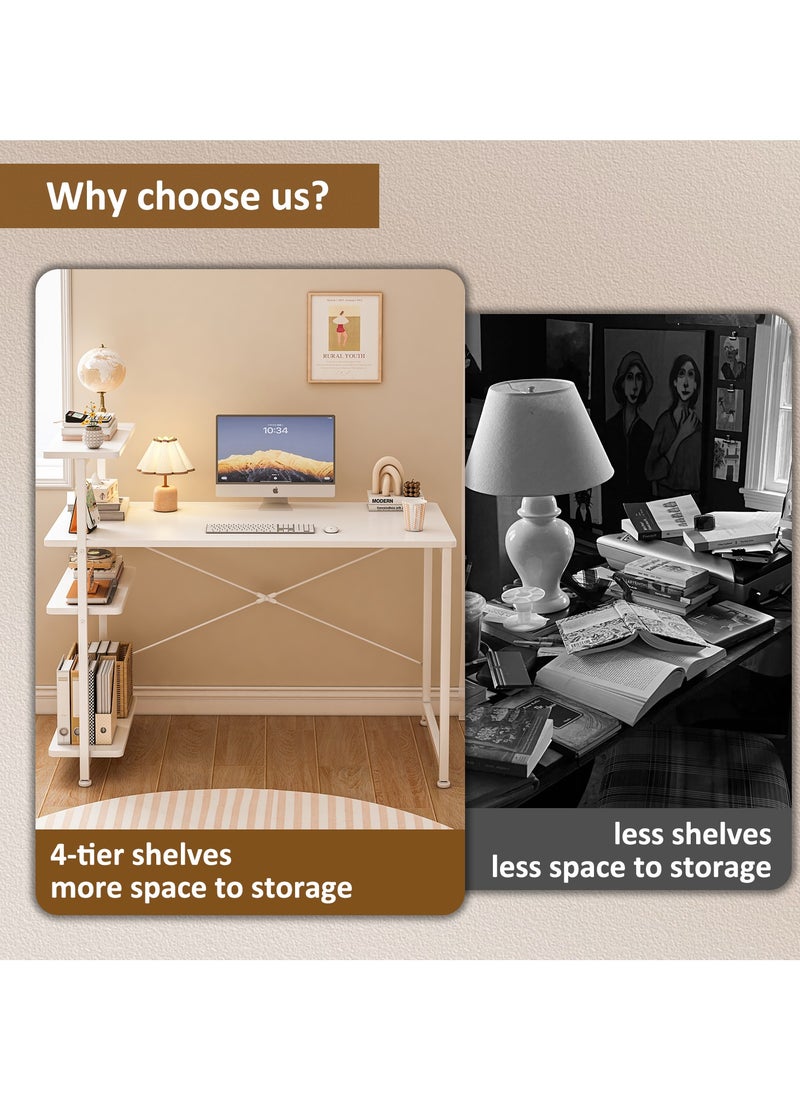 Stubborn - Study desk with storage space Computer desk is suitable for living room, bedroom, office and small apartment dormitory, etc. 100×45×73cm - Image 1