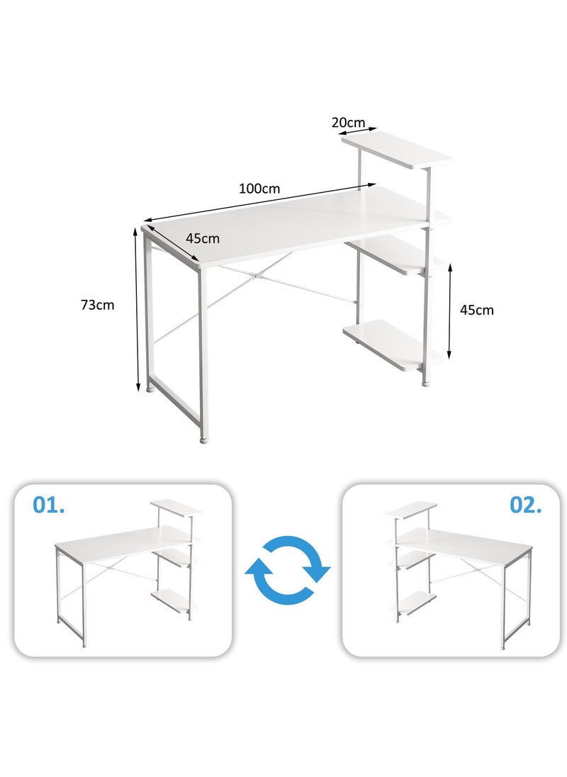 Stubborn - Study desk with storage space Computer desk is suitable for living room, bedroom, office and small apartment dormitory, etc. 100×45×73cm - Image 1
