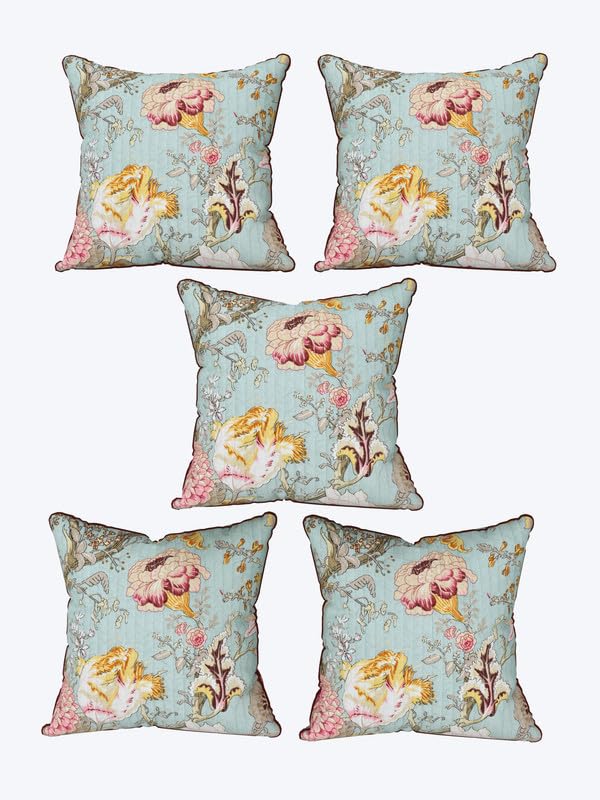 EasyGoods India Premium Cotton Cushion Covers 16x16 Inch | Soft Durable Fabric | Elegant Printed Covers for Sofa & Living Room | Hidden Zipper | Set of 5 - Image 4