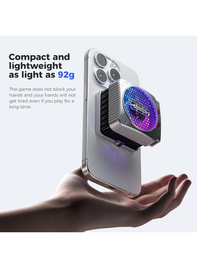 Plextone MX2 Magnetic Semiconductor Cooling Fan with RGB Lighting 6Pro 27W Liquid Cooler for Mobile Phones and Tablets - Image 2