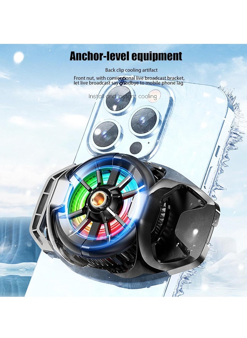 Memo - DL22 Mobile Phone Cooling Fan, Cell Phone Cooler | Back Clip Phone Cooling Radiator,Portable Cell Phone Cooling Fan with RGB Lighting,Semiconductor Mobile Phone Cooling Fan for Gaming - Image 1