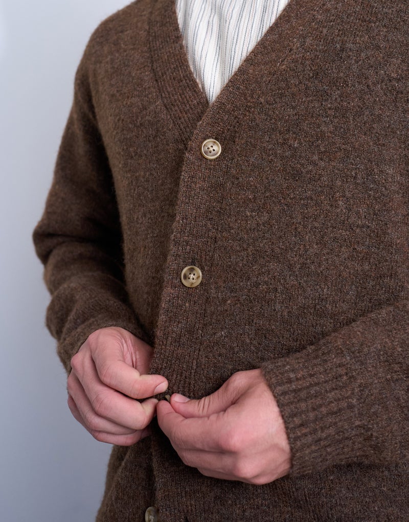 TOPMAN Oversize V Neck Cardigan In Brown - Image 3