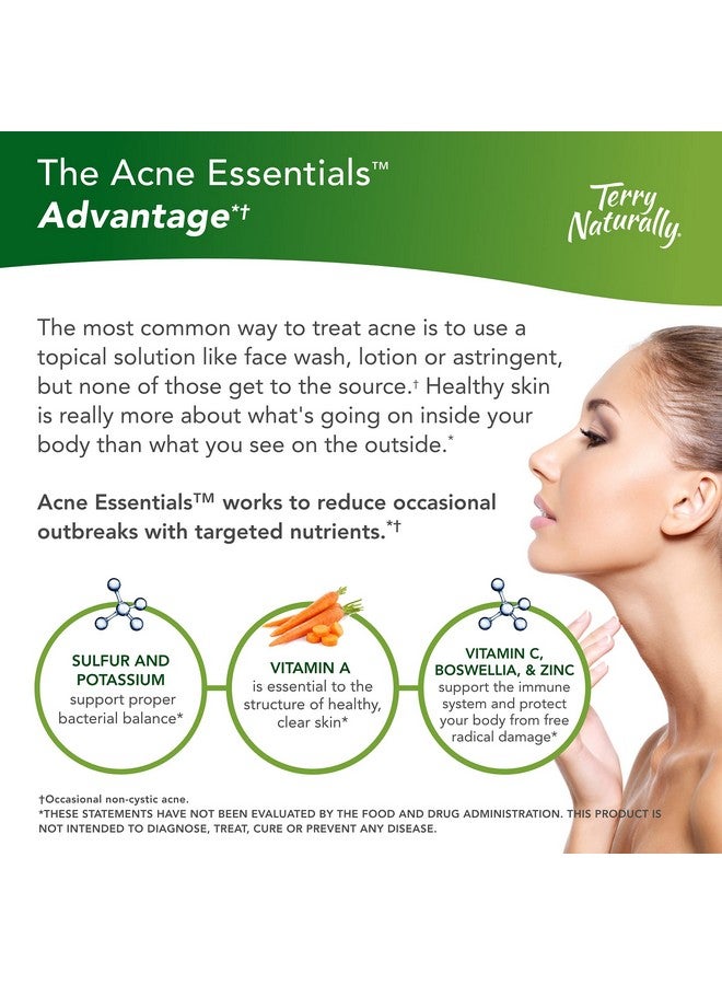 Terry Naturally Acne Essentials 60 Vegan Capsules Skin Support Supplement Reduces Occasional Breakouts Promotes Clear Fresh Skin Nongmo Glutenfree 60 Servings  - Image 3