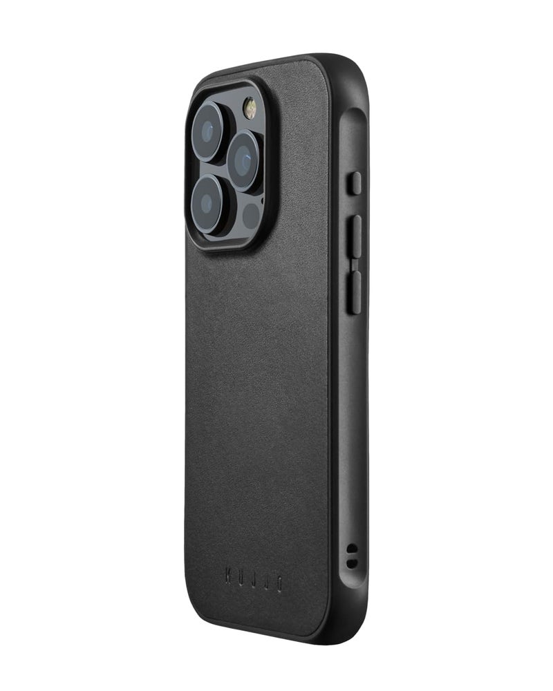 Mujjo Shield Case for iPhone 16 Pro Max – Ultra-Thin Premium Velore Leather Case – MagSafe Compatible – Military-Grade Drop Protection for Ultimate Impact Resistance - Black - Image 1
