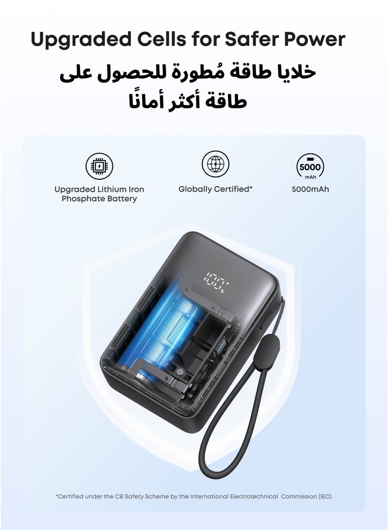أنكر Anker Zolo Power Bank, 5,000mAh 15W 2-Port 15W Fast Charging Portable Charger, Compact Size with Digital Display, IECEE CB Certified Safety for iPhone 17 / 16, iPad, AirPods, Samsung, and More black - Image 1