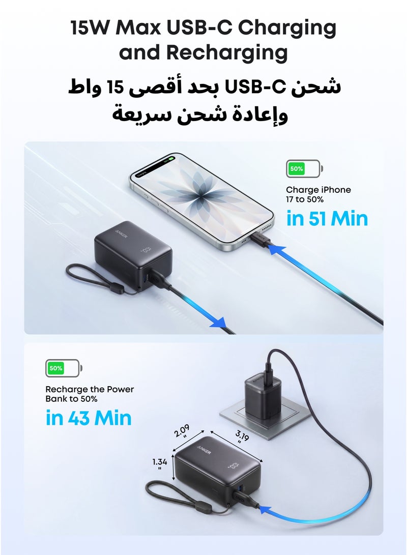 أنكر Anker Zolo Power Bank, 5,000mAh 15W 2-Port 15W Fast Charging Portable Charger, Compact Size with Digital Display, IECEE CB Certified Safety for iPhone 17 / 16, iPad, AirPods, Samsung, and More black - Image 5