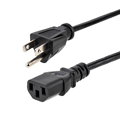 StarTech.com 20ft (6m) Computer Power Cord, NEMA 5-15P to C13, 10A 125V, 18AWG, Black Replacement AC Power Cord, Printer Power Cord, PC Power Supply Cable, Monitor Power Cable - UL Listed (PXT10120) - Image 1