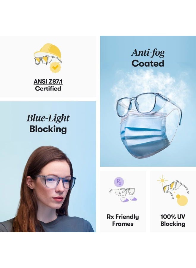 Stoggles Square Z87.1 Certified Polycarbonate Kids Fit Safety Glasses, Scratch & Shatter-Proof, Blue-Light & UV Blocking Lens, Top & Side Shields, Anti-Fog Dip Coated, Protective & Stylish Eyewear - Image 2