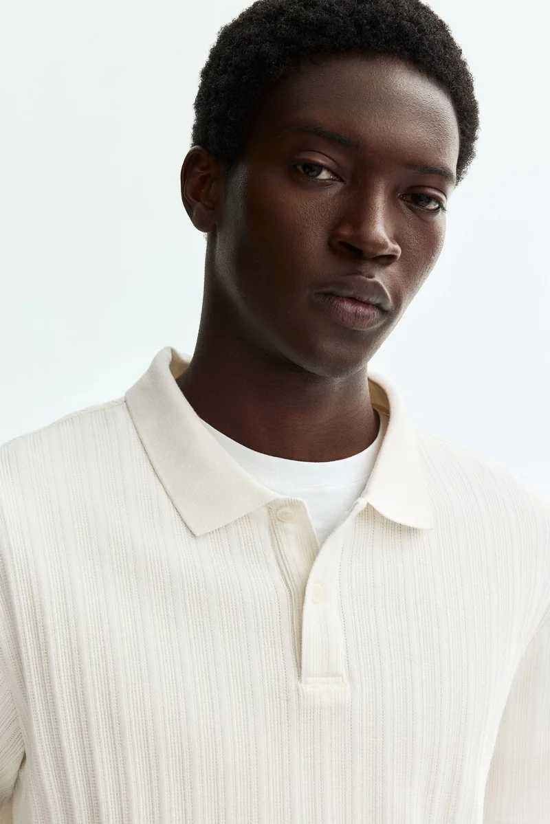 H&M  Slim Fit Textured jersey polo shirt for Men | Best Price UAE