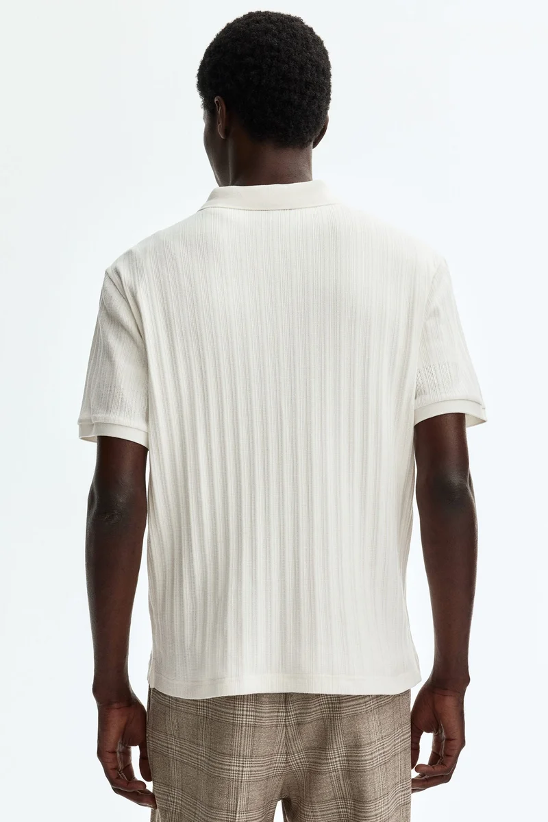 H&M  Slim Fit Textured jersey polo shirt for Men | Best Price UAE