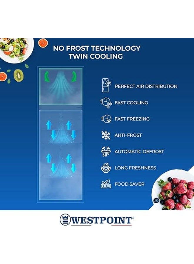 Westpoint 600 Liters Double Door Refrigerator With Inverter Compressor, Frost Free Technology, 2 Vegetable Drawers, Fresh Zone Compartment, Twister for Ice Cubes, WNN-6123EIV 600 L WNN-6123EIV silver - Image 4