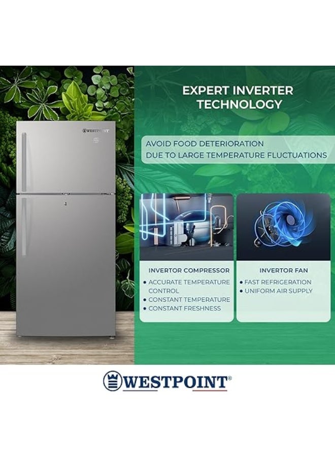 Westpoint 600 Liters Double Door Refrigerator With Inverter Compressor, Frost Free Technology, 2 Vegetable Drawers, Fresh Zone Compartment, Twister for Ice Cubes, WNN-6123EIV 600 L WNN-6123EIV silver - Image 3