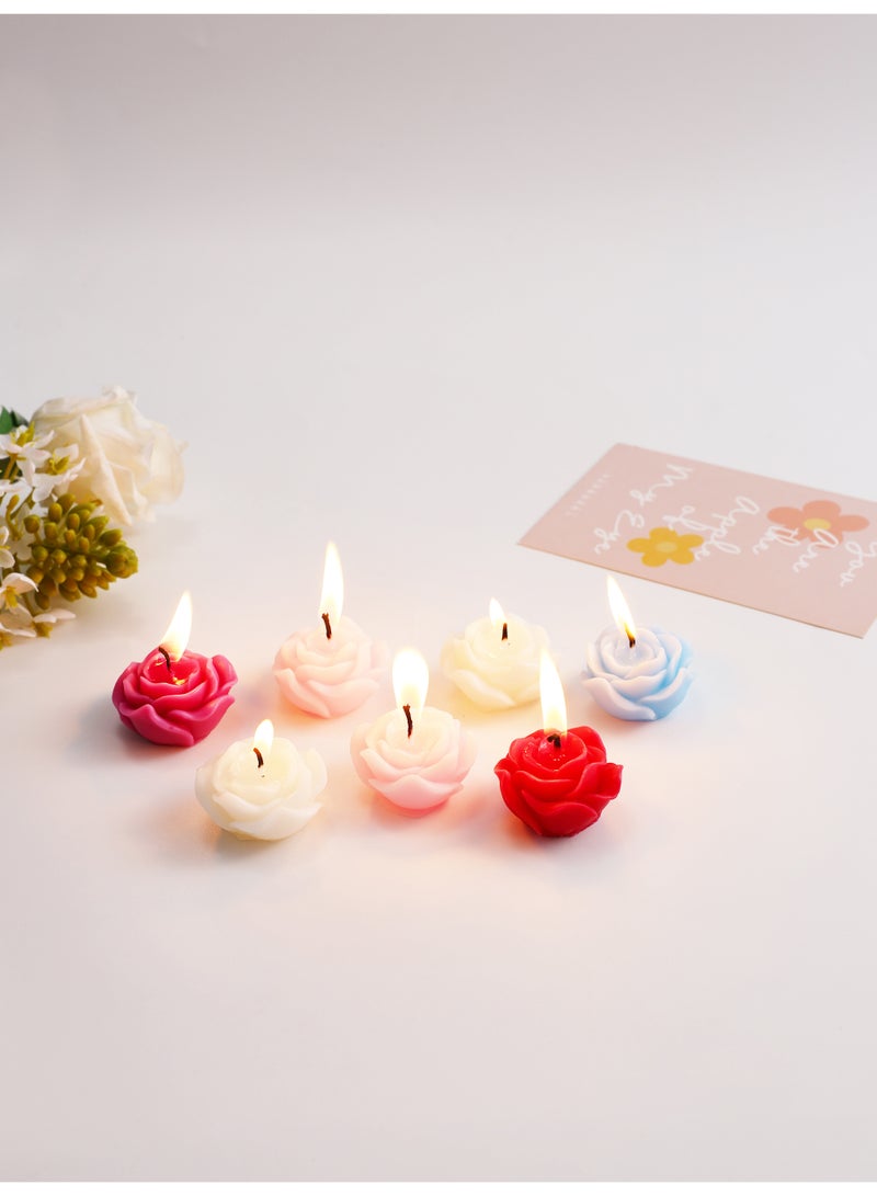 9Pcs Mixed Color Rose Scented Candle Gift Set (3 Red, 3 Pink, 3 White) with Organza Bags & Cards, Smokeless Aromatherapy Candles, Wedding Table Party Favors - Image 4