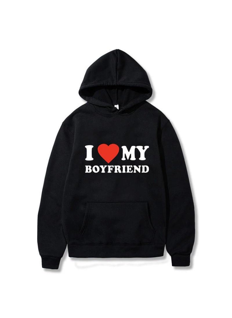 Generic - I Love My Boyfriend Girlfriends Printed Hoodie Casual Fashion Sports Shirt Harajuku Style Couple Matching Long Sleeve Sweatshirt Grey - Image 1