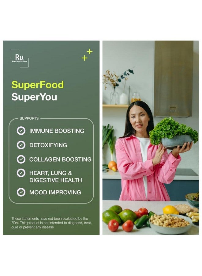 Roots Nutrition Power Green Super Food (30 Day Supply). Five Servings of Vegetables in one Scoop. Includes: Spirulina, Theobroma Cacao, Horsetail Powder, Ginger Powder, Gingko Powder, and More. - Image 3