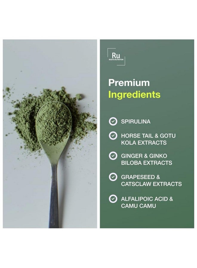Roots Nutrition Power Green Super Food (30 Day Supply). Five Servings of Vegetables in one Scoop. Includes: Spirulina, Theobroma Cacao, Horsetail Powder, Ginger Powder, Gingko Powder, and More. - Image 4