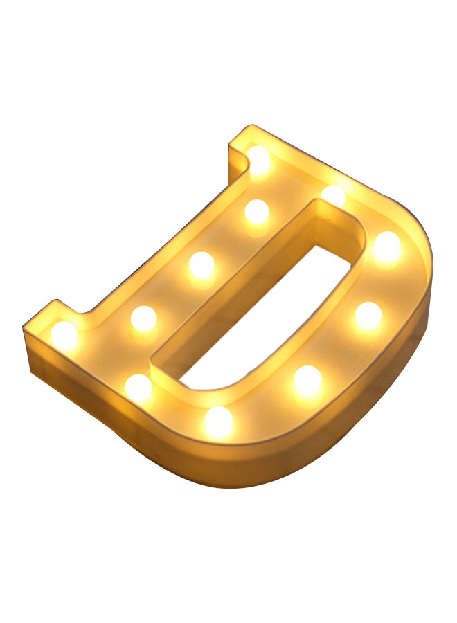 مصباح LED بتصميم على شكل حرف D للزينة أصفر