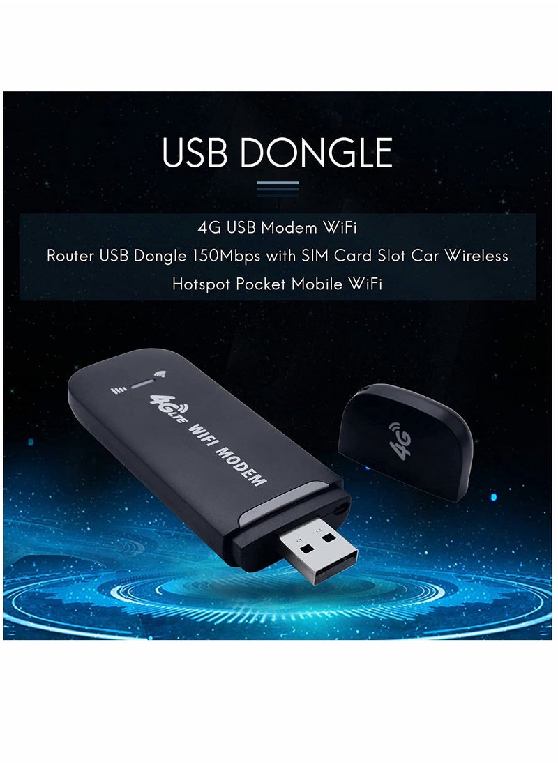 Generic - Portable USB Wifi Dongle, 4G USB Modem WiFi Router USB Dongle 150Mbps with SIM Card Slot Car Hotspot Pocket Mobile WiFi - Image 1