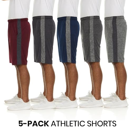 Essential Elements Athletic Shorts for Men - 5 Pack Men's Activewear with Pockets, Quick Dry Basketball Shorts - Sports Shorts for Workout, Gym, Running - Image 5