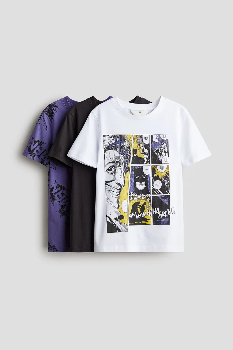 H&M 3-pack printed cotton T-shirts