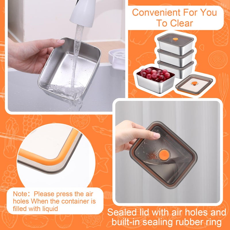 Layhit 10 Set Stainless Steel Food Containers with Lids Metal Marinating Snack Containers Box for Lunch, Leftovers, Dishwasher & Freezer Safe (18 oz) - Image 5