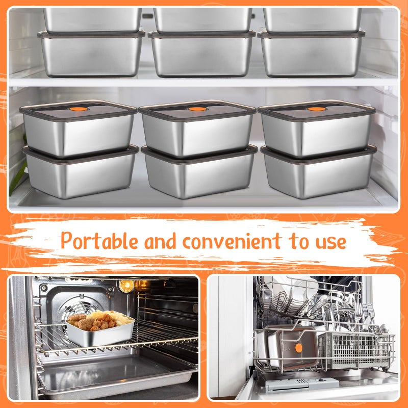 Layhit 10 Set Stainless Steel Food Containers with Lids Metal Marinating Snack Containers Box for Lunch, Leftovers, Dishwasher & Freezer Safe (18 oz) - Image 4