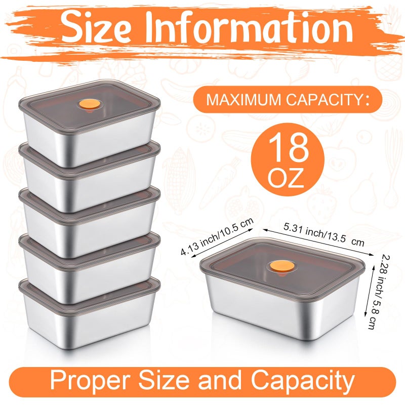 Layhit 10 Set Stainless Steel Food Containers with Lids Metal Marinating Snack Containers Box for Lunch, Leftovers, Dishwasher & Freezer Safe (18 oz) - Image 2