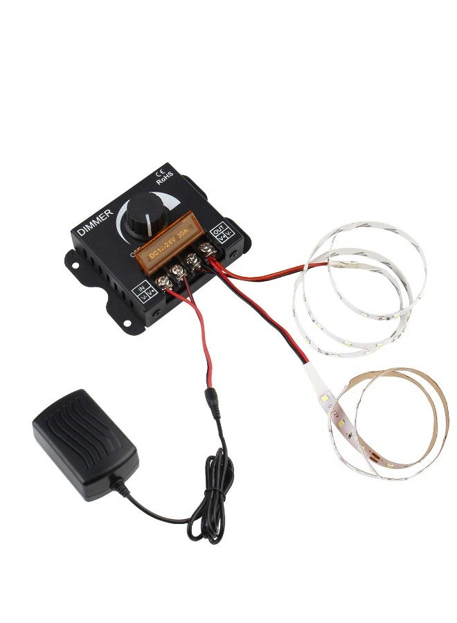 12V to 24V 30A LED Dimmer Controller with PWM, Adjustable Brightness and ON/OFF Switch for 5050/3528 Light Strips, Durable Aluminum Case - Image 4