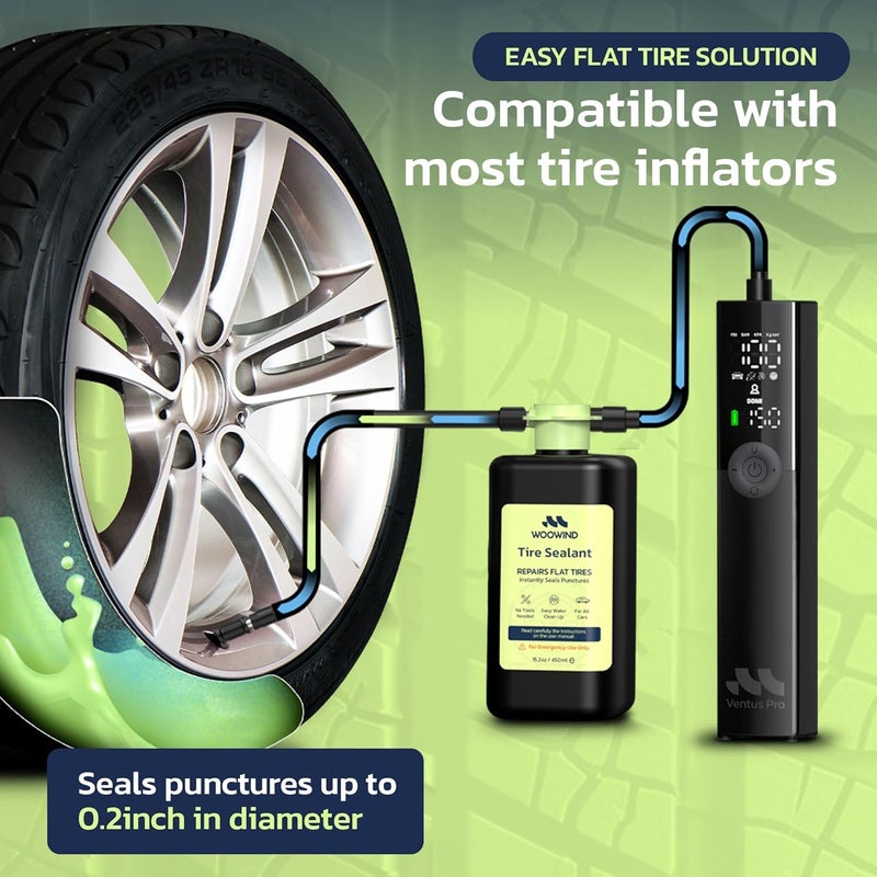 Tire Sealant Instant Flat Tire Repair Kit (15.22 أونصة) – يصلح الثقوب حتى 0.236 بوصة للسيارات والشاحنات وسيارات الدفع الرباعي – آمن لأنظمة مراقبة ضغط الإطارات، لجميع الأحوال الجوية، يعمل مع معظم أجهزة التضخيم، قيادة لمسافة 125 ميلاً - Image 3