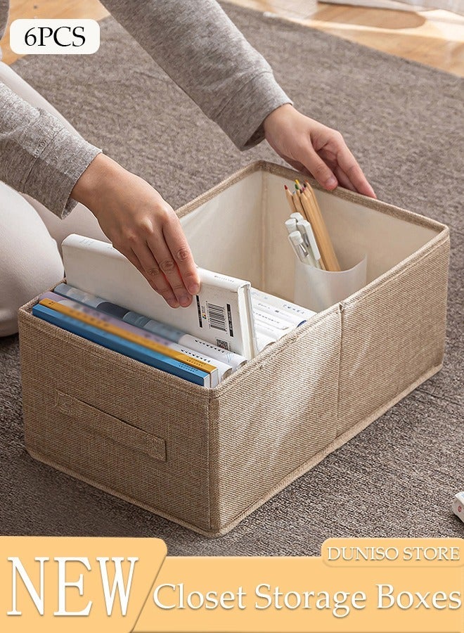 DUNISO 6pcs Wardrobe Clothes Organizer Foldable Closet Storage Organizer for Clothes Jeans Washable Closet Storage Boxes with Carrying Handles Cube Storage Bin for Home Bedroom Office - Image 1
