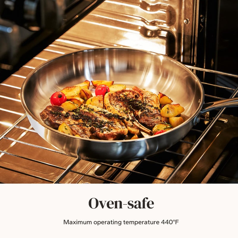 Redchef Stainless Steel Frying Pan Set, Induction Kitchen Cookware Set, Non-Toxic Uncoated Skillets for Searing & Cooking, Oven Safe Stainless Steel Cookware Set, 3-Piece (8", 9.5", 11") - Image 2