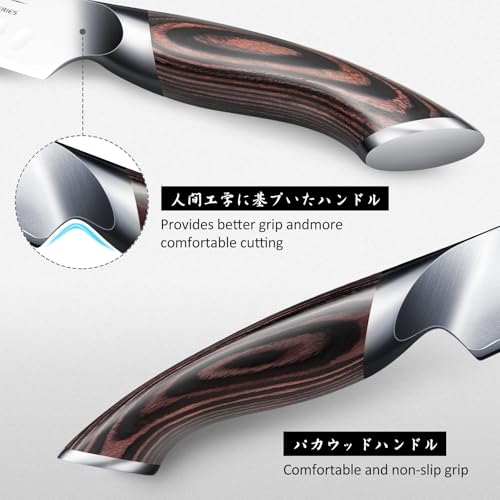HOSHANHO Carving Knife Set 3PCS, Japanese High Carbon Steel Brisket Slicing Knife Sets with Ergonomic Pakkawood Handle, Butcher Knife Breaking Knife Boning Knife for Meat Cutting - Image 3