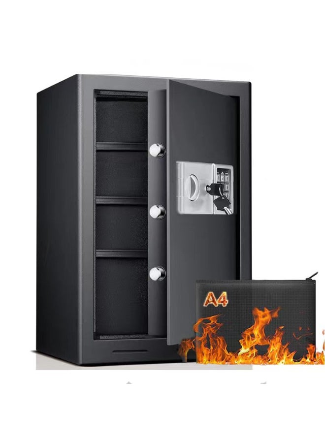 AUTOYSUR 4.1 خزنة منزلية كبيرة مكعبة مقاومة للحريق ومضادة للماء، خزنة أمان منزلية رقمية مقاومة للحريق مع حقيبة مقاومة للحريق ومفاتيح لوحة مفاتيح إلكترونية ورف قابل للإزالة، خزنة مقاومة للحريق للمستندات المنزلية والأموال والأشياء الثمينة - Image 1
