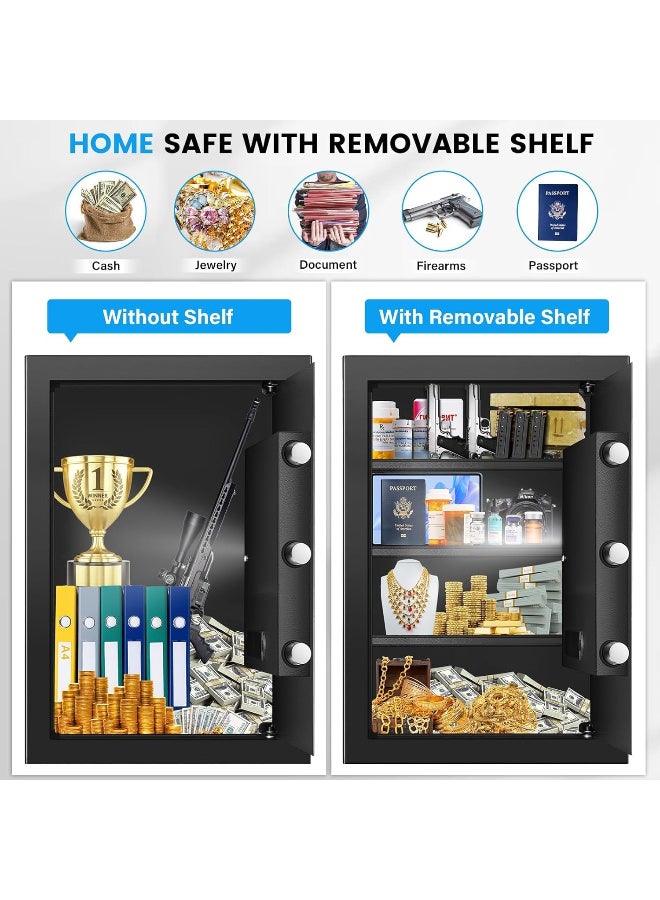 AUTOYSUR 4.1 خزنة منزلية كبيرة مكعبة مقاومة للحريق ومضادة للماء، خزنة أمان منزلية رقمية مقاومة للحريق مع حقيبة مقاومة للحريق ومفاتيح لوحة مفاتيح إلكترونية ورف قابل للإزالة، خزنة مقاومة للحريق للمستندات المنزلية والأموال والأشياء الثمينة - Image 3