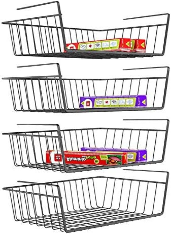 AKDC Ispecle Under Shelf Basket, 4 Pack Wire Rack, Slides Under Shelves For Storage, Easy To Install, Black  - Image 1