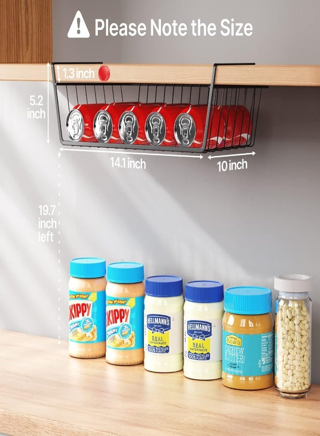 AKDC Ispecle Under Shelf Basket, 4 Pack Wire Rack, Slides Under Shelves For Storage, Easy To Install, Black  - Image 2