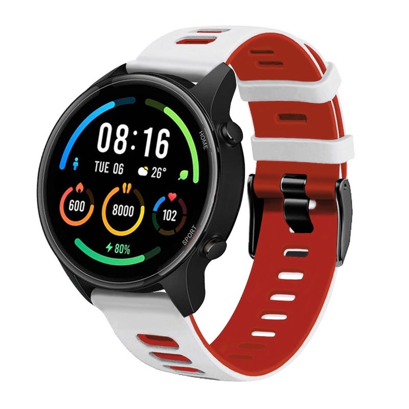 S-TOP For Garmin Venu 2 Plus 20mm Mixed-color Silicone Watch Band(White+Red) - Image 3