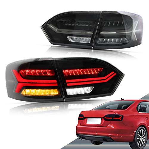VLAND Led Tail lights Compatible with Jetta 2011-2014 Sagitar 12-14 (Not Fit GLI &Led Version), Full LED Rear Lamp Assembly w/Left Fog Light w/Sequential Smoke/Tinted - Image 1